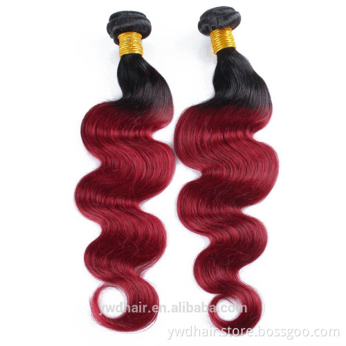 7A Ombre Color Peruvian Body Wave 3 /4 Bundles unprocessed Peruvian virgin hair Ombre Peruvian hair T1B/Burg Human Hair Weave